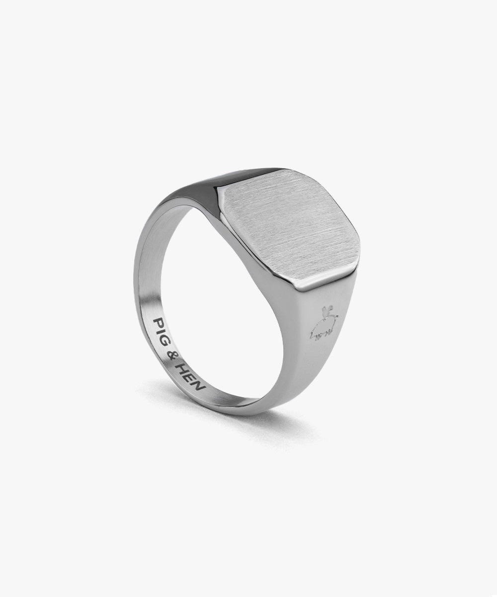【SILVER】CALM/(U)Signet Ring Signet Ring 16mm Classic Silver | Silver – Pig & Hen