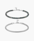 925 Sterling Silver Brontide Moss Agate 4 mm & Snake Chain Set