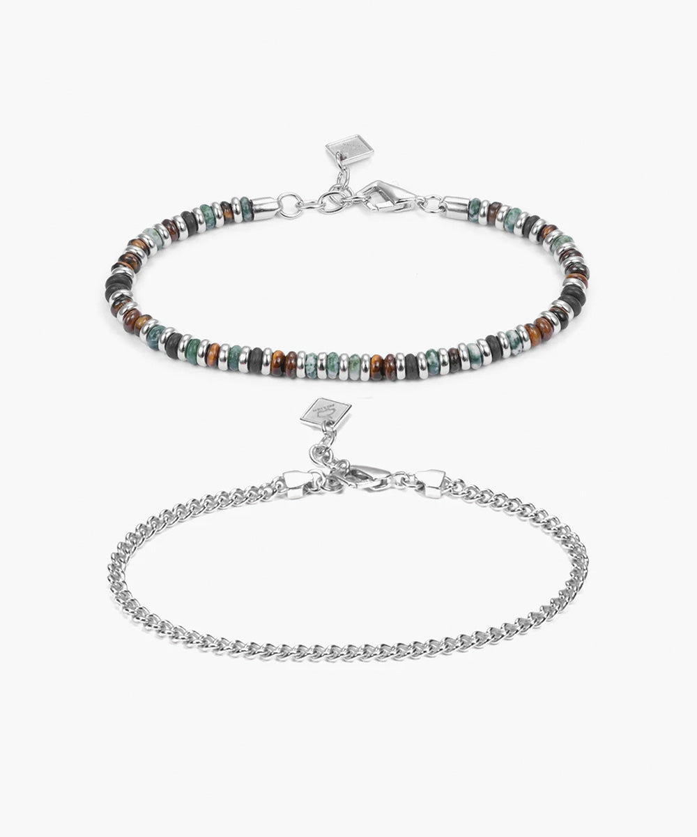 925 Sterling Silver Brontide Nagoya & Curb Chain Set